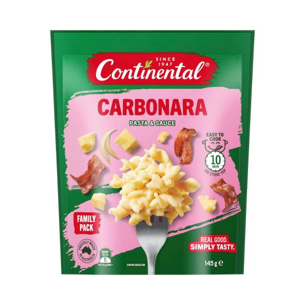 CONTINENTAL PASTA N SAUCE FAMILY:BACON CARBONARA:.:145 GRAM