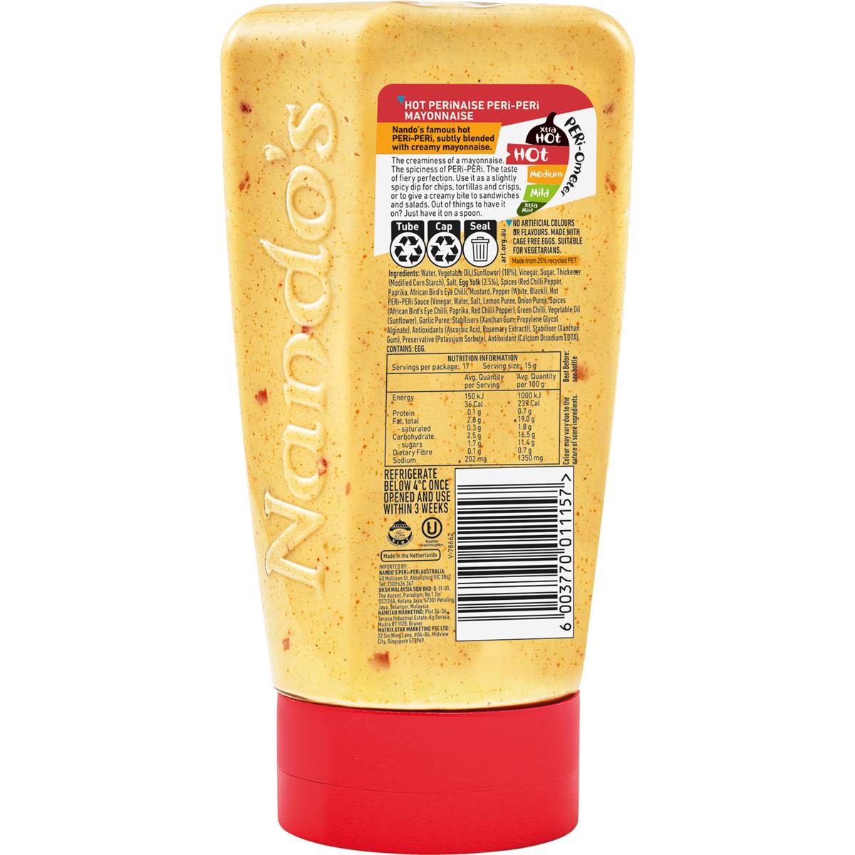 Nando's Perinaise Hot Peri-Peri Mayonnaise Sauce 265g