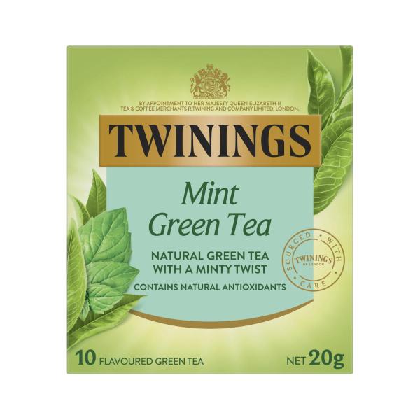 TWININGS TEA BAGS GREEN FLAVOURED:GREEN MINT:.:10 PACK