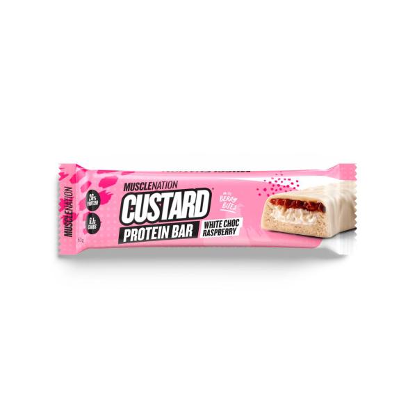 MUSCLE NATION CUSTARD BAR WHITE CHOC RASPBERRY 60G