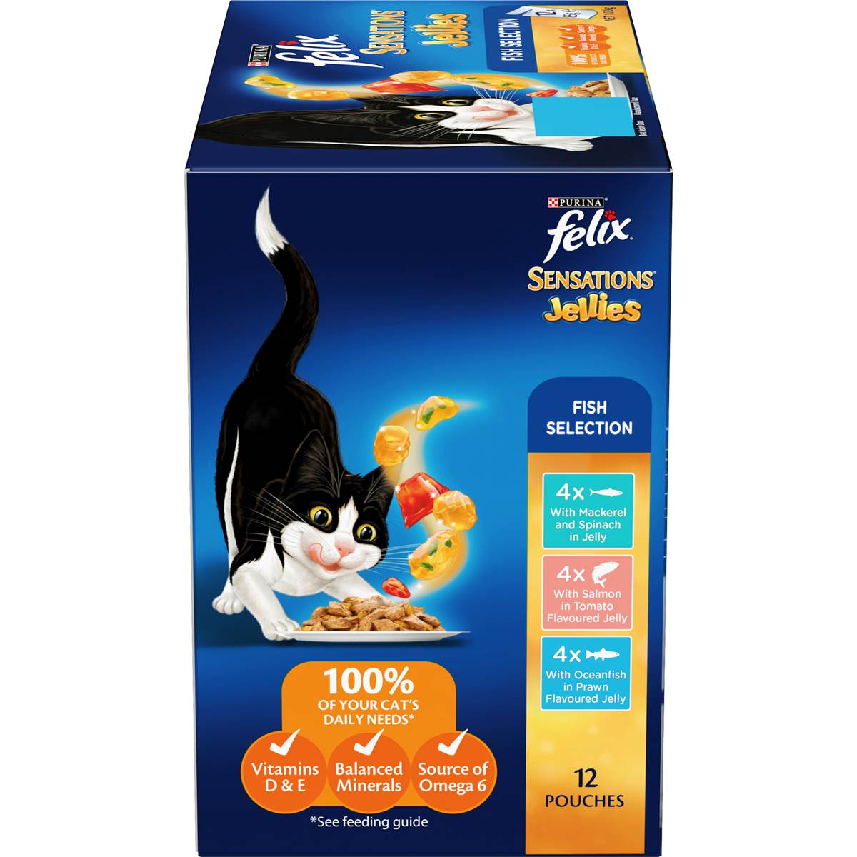 Felix Adult Sensations Jellies Fish Selection Wet Cat Food 85g x12 Pack
