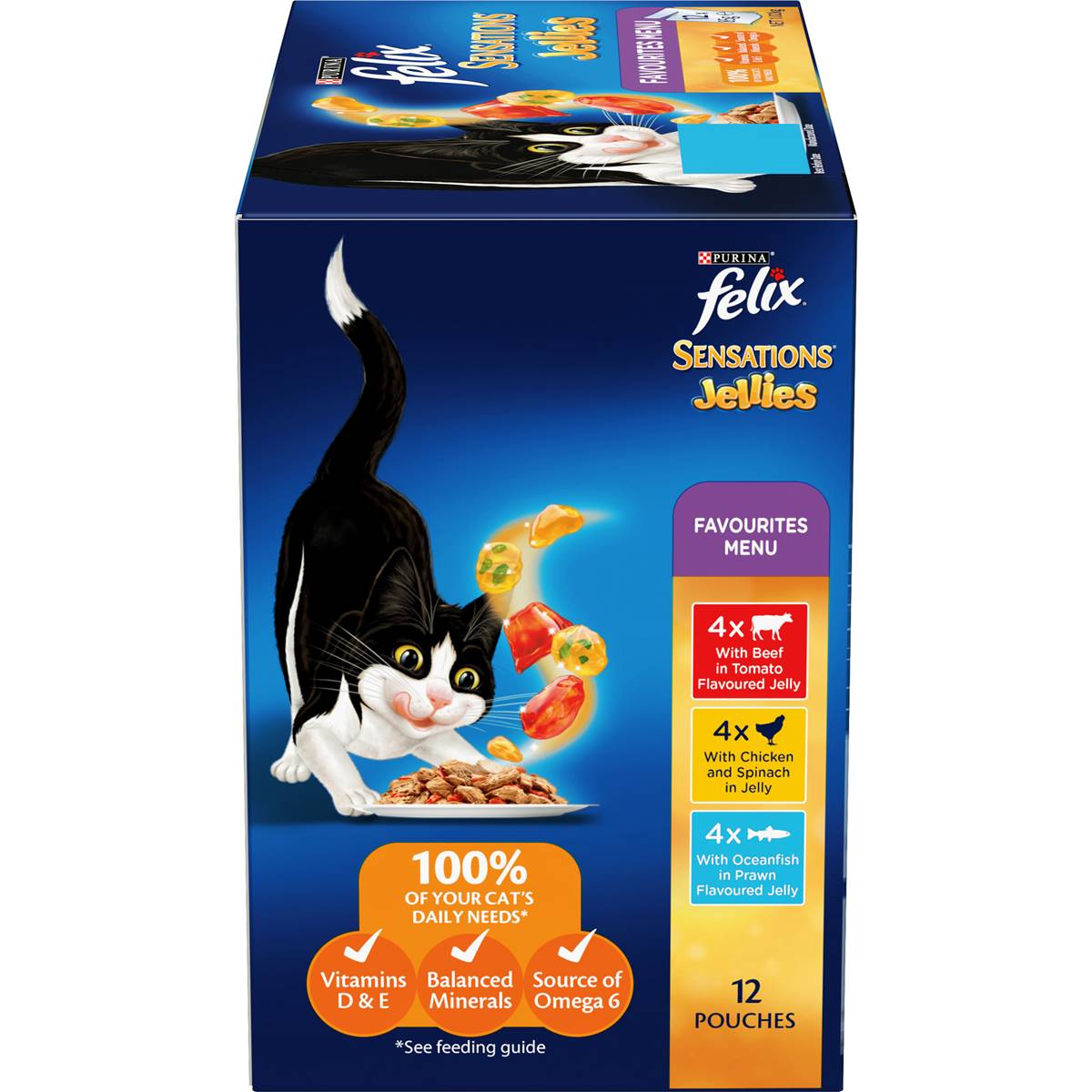 Felix Adult Sensations Jellies Favourites Menu Wet Cat Food 85g x12 Pack