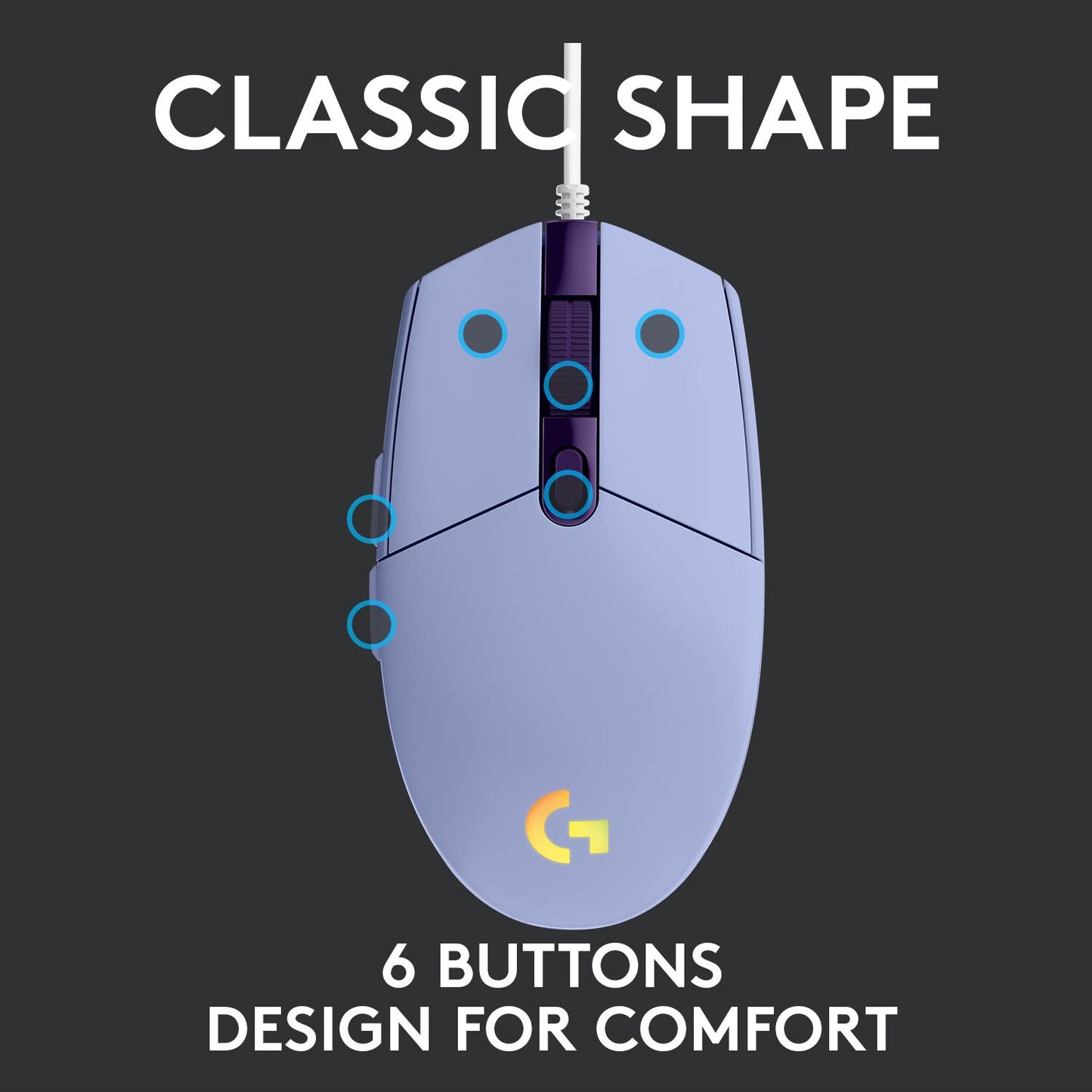 Logitech G203 LIGHTSYNC Gaming Mouse (Lilac)