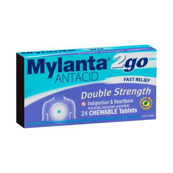 2Go Antacid Double Strength Chewable Tablets Lemon Mint