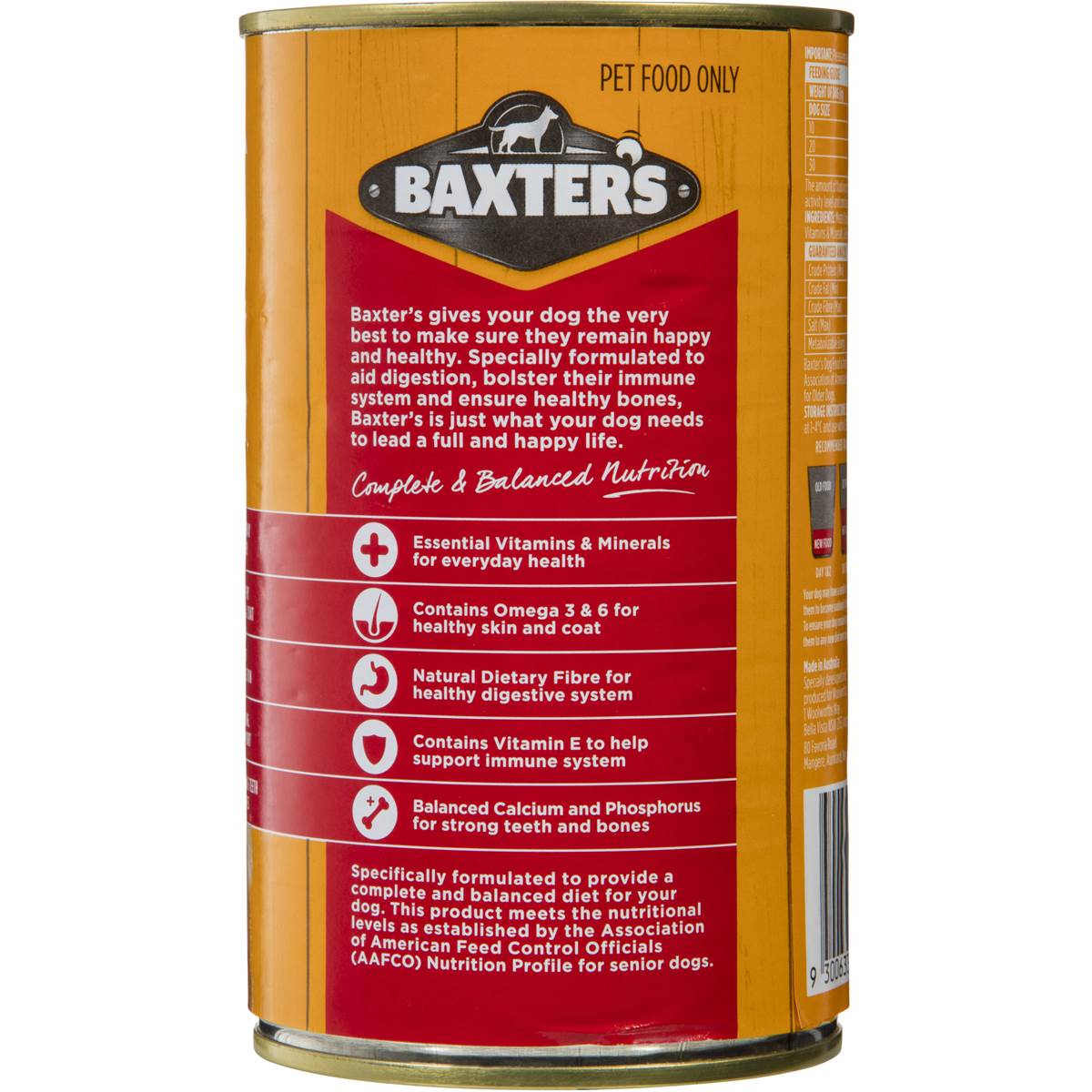 Baxter's Wet Dog Food Senior Cass Beef, Pasta & Vege 700g