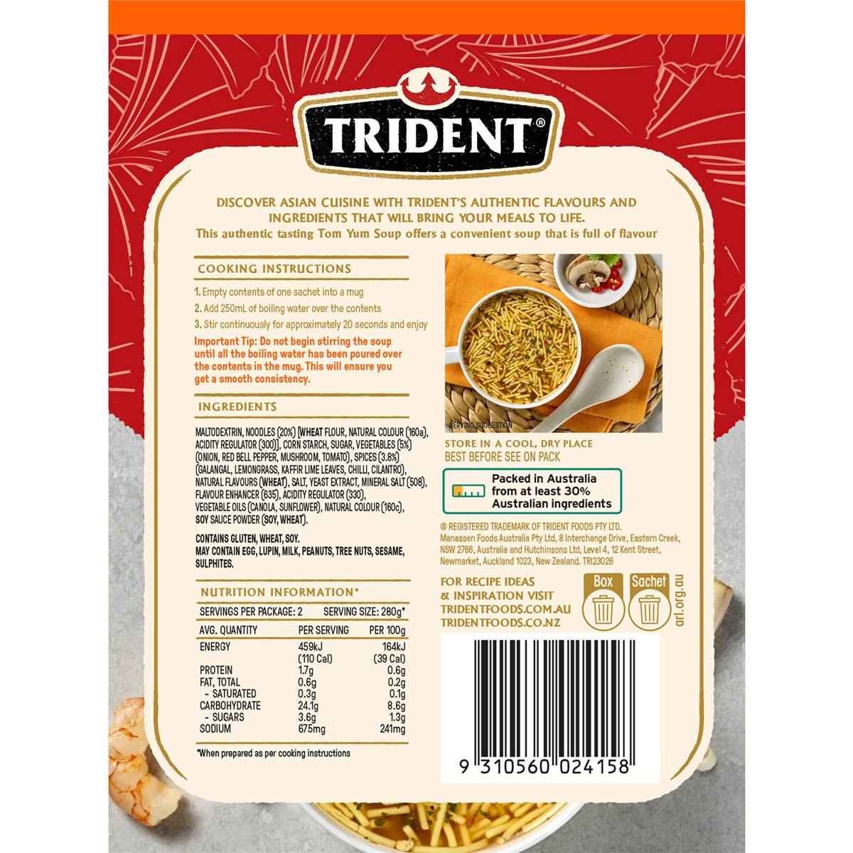 Trident Tom Yum Flavour Instant Soup With Noodles 2 pack