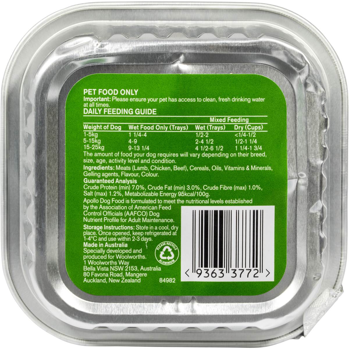 Apollo Wet Dog Food Traditional Lamb 100G