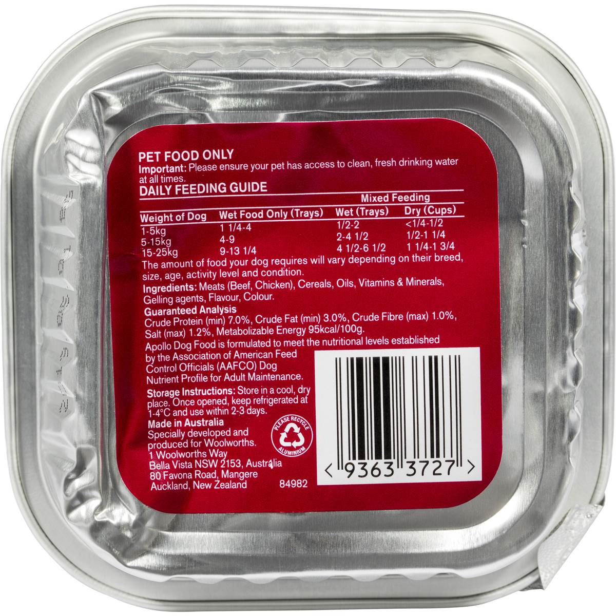 Apollo Wet Dog Food Gourmet Beef 100G