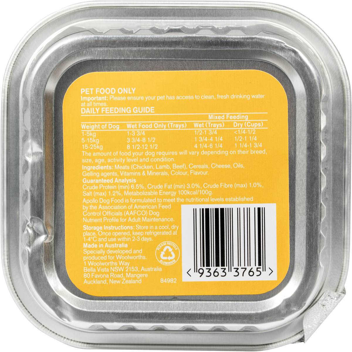 Apollo Wet Dog Food Chicken & Cheese 100G