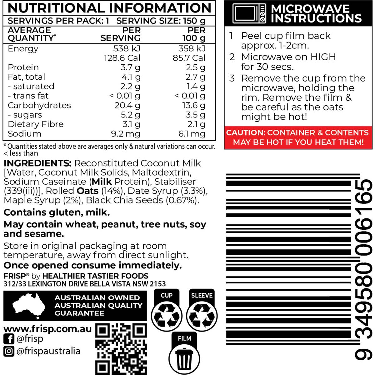 Frisp Oats Maple Date Chia 150g