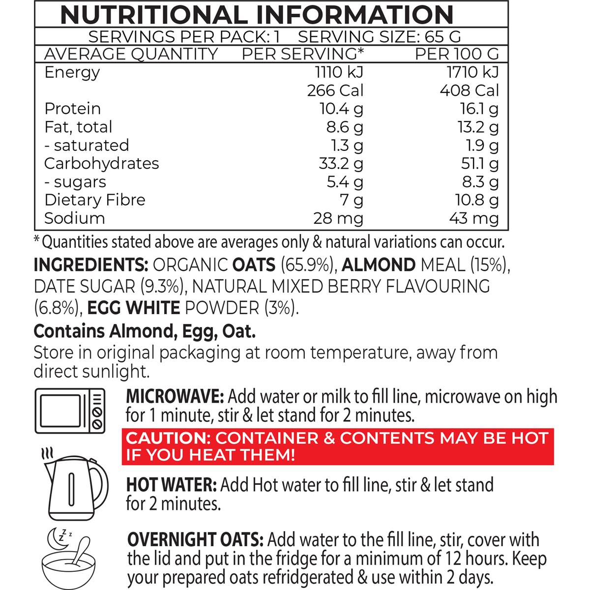 Frisp Organic Oats Mixed Berry 65g