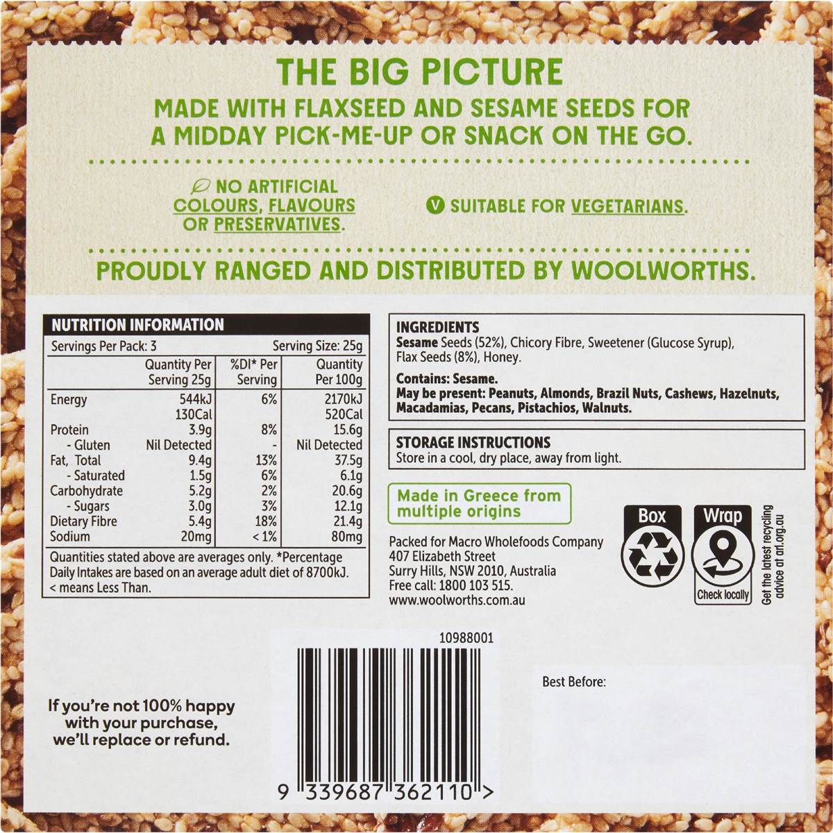 Macro Flaxseed Sesame Snaps 3 pack