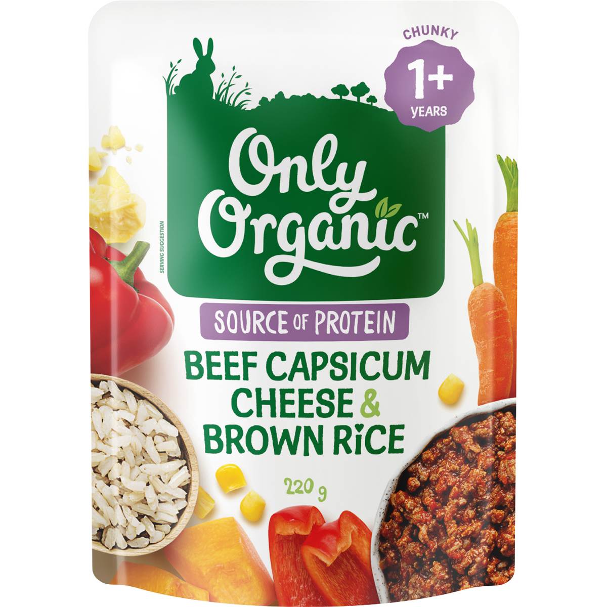Only Organic Beef Capsicum Cheese & Brown Rice 220g