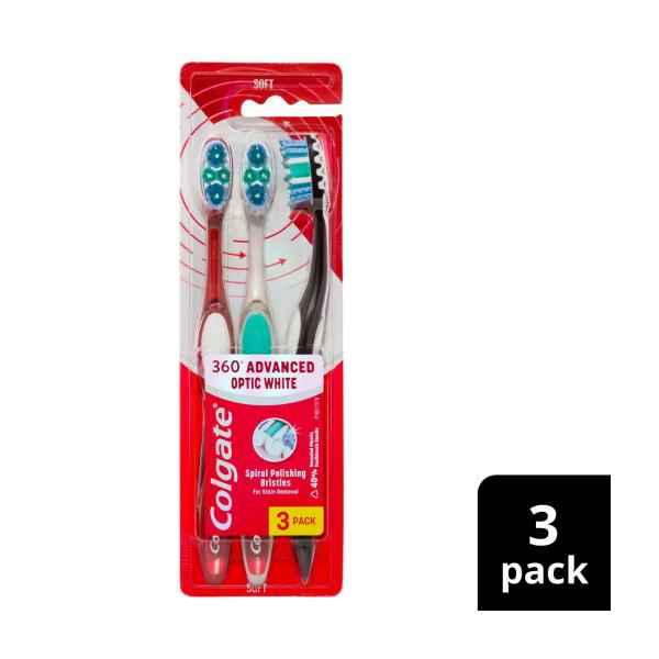COLGATE 360 OPTIC WHITE TOOTHBRUSH SOFT 3 PK