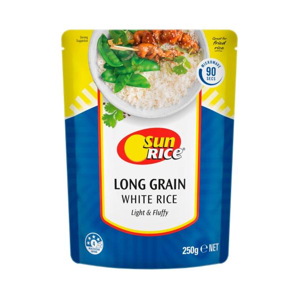 SUNRICE MICROWAVE LONG GRAIN RICE POUCH 250G
