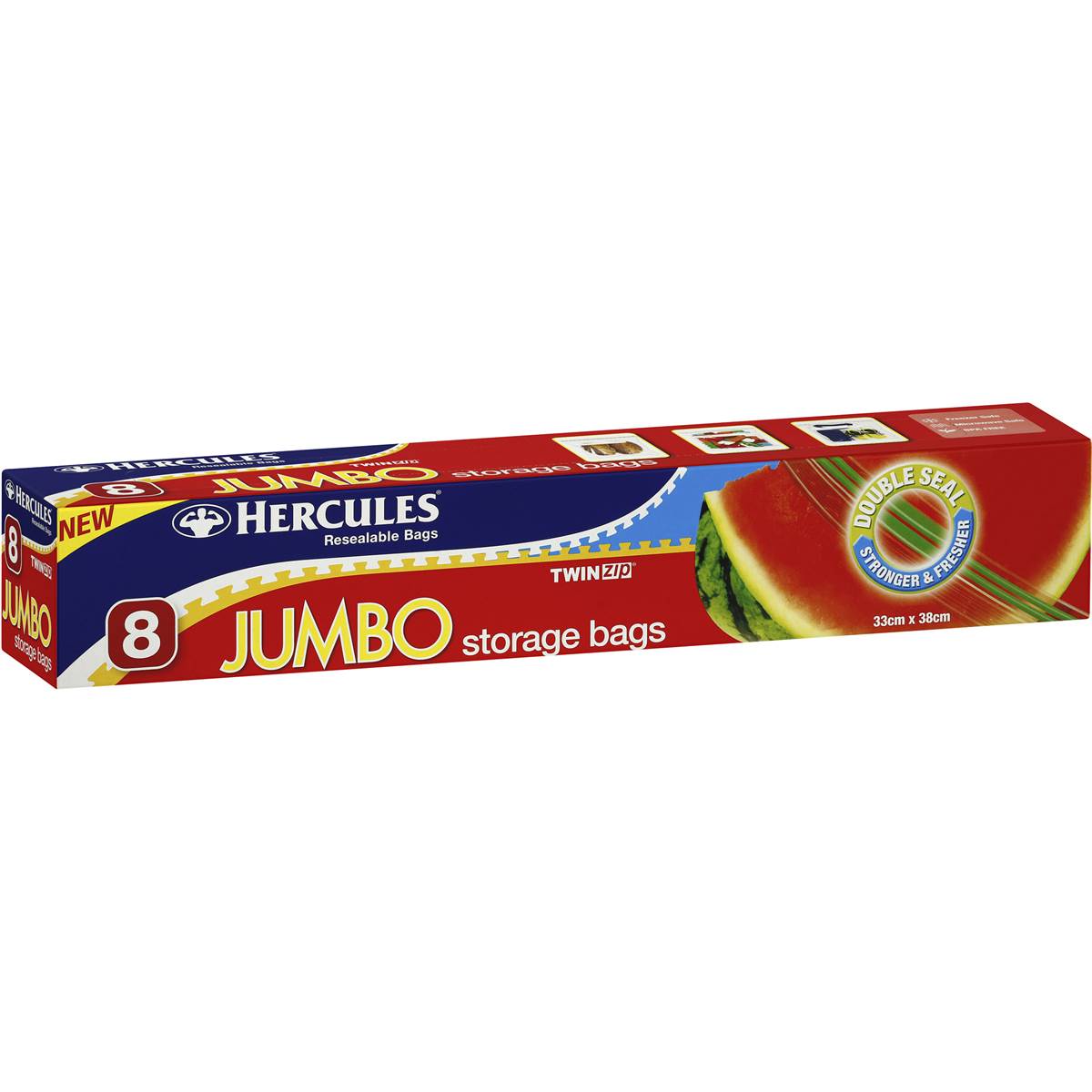 Hercules Twin Zip Storage Bag Jumbo 8 pack