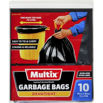 Multix Garbage Bag Drawtight 76L 10 pack