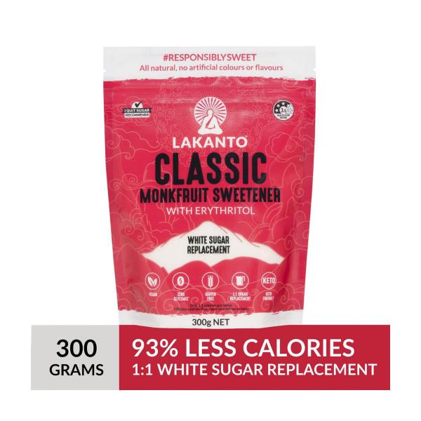 LAKANTO CLASSIC MONKFRUIT SWEETENER WHITE SUGAR REPLACEMENT 300G