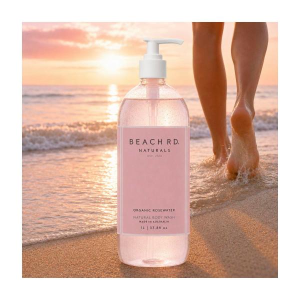 BEACH RD NATURALS ORGANIC ROSEWATER CASTILE BODY WASH 1L