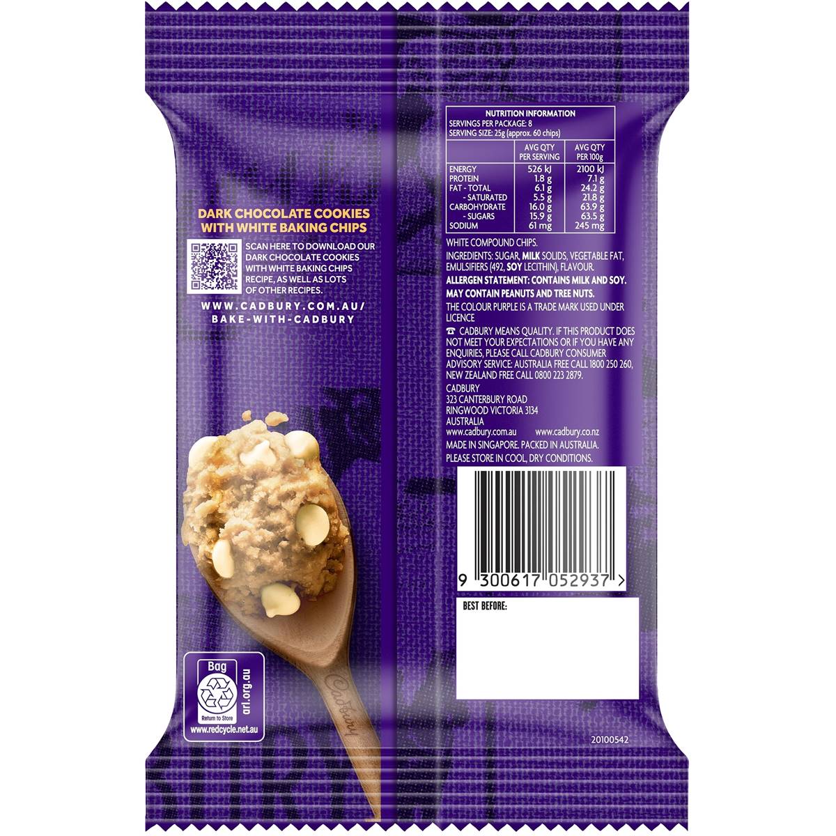 Cadbury Baking White Chocolate Chips 200g