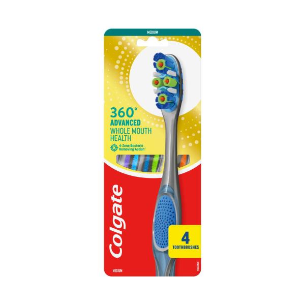 COLGATE 360 ADVANCED MEDIUM TOOTHBRUSH 4PK
