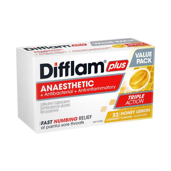 DIFFLAM PLUS LOZENGERS ANAESTHETIC HONEY & LEMON 32 PACK