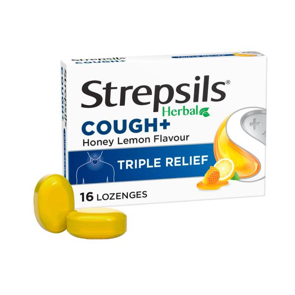 STREPSILS HERBAL COUGH LOZENGES HONEY LEMON 16PK