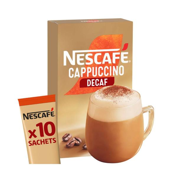NESCAFE DECAF CAPPUCCINO COFFEE SACHETS 10 PACK