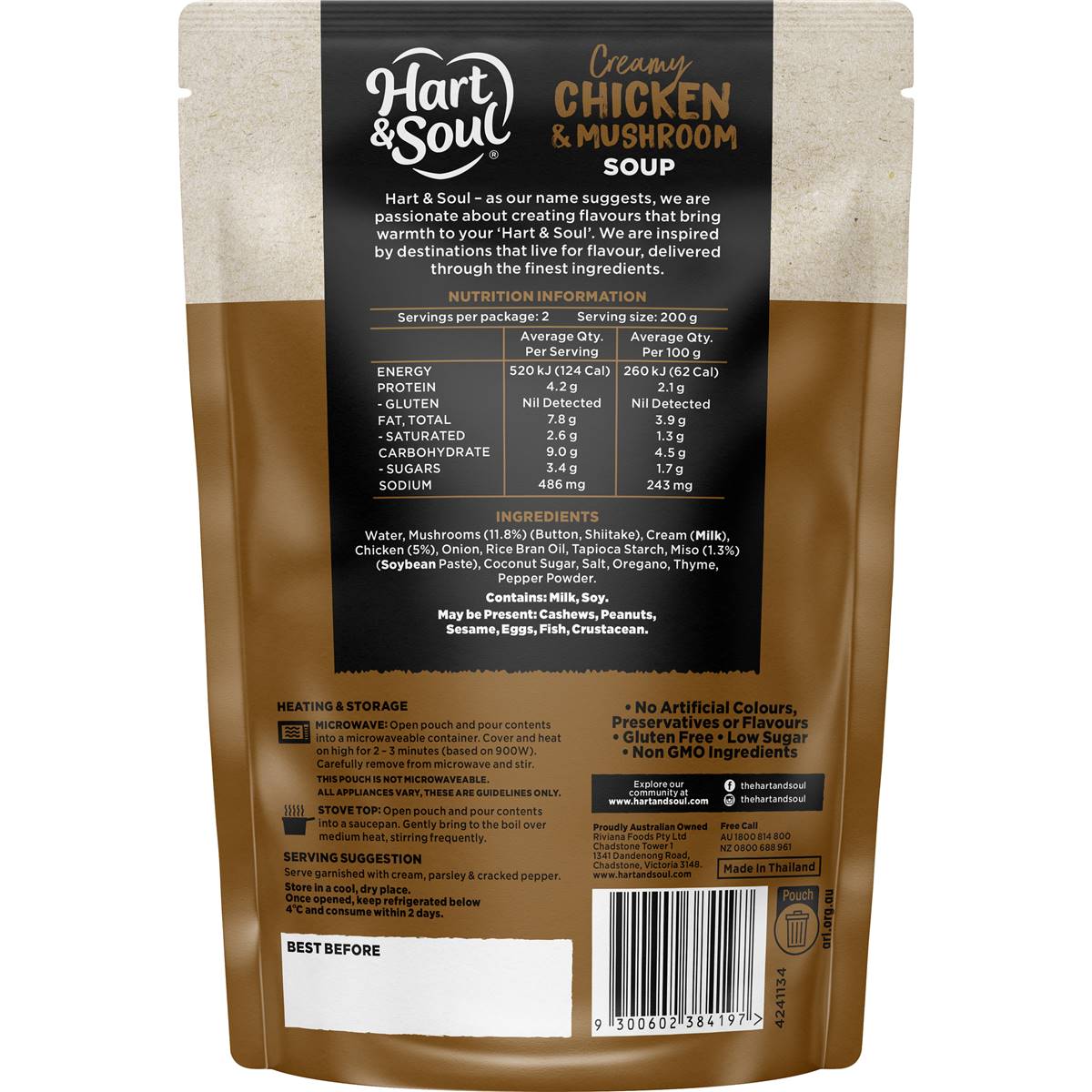 Hart & Soul Creamy Chicken & Mushroom Soup 400g