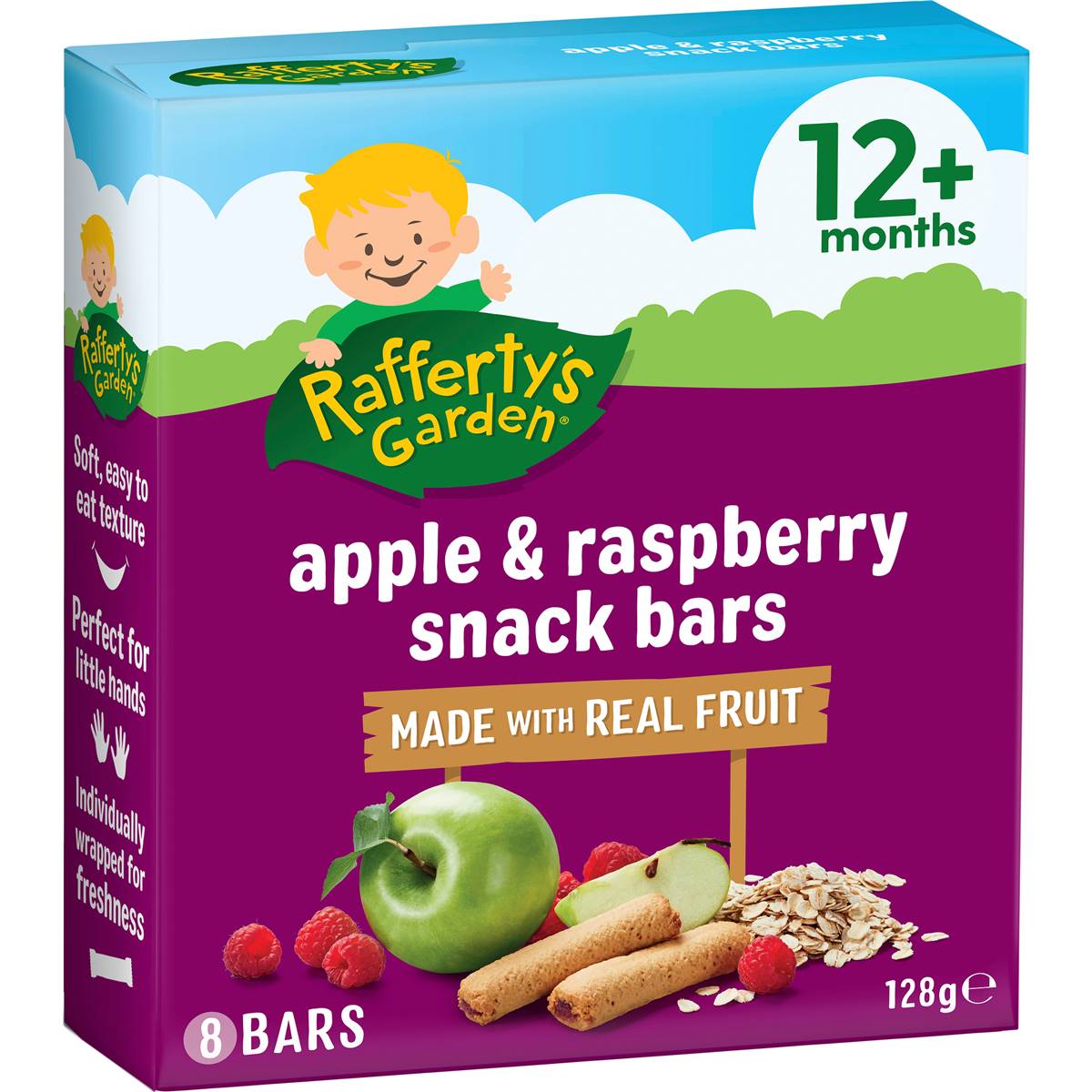 Rafferty's Garden Baby Snacks Apple & Raspberry Bars With Fruit 12+ Months 128g