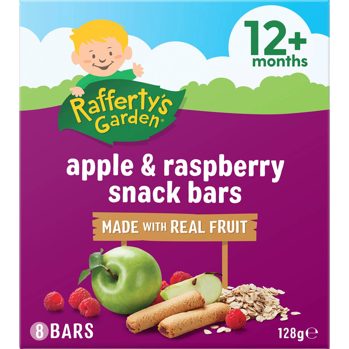 Rafferty's Garden Baby Snacks Apple & Raspberry Bars With Fruit 12+ Months 128g