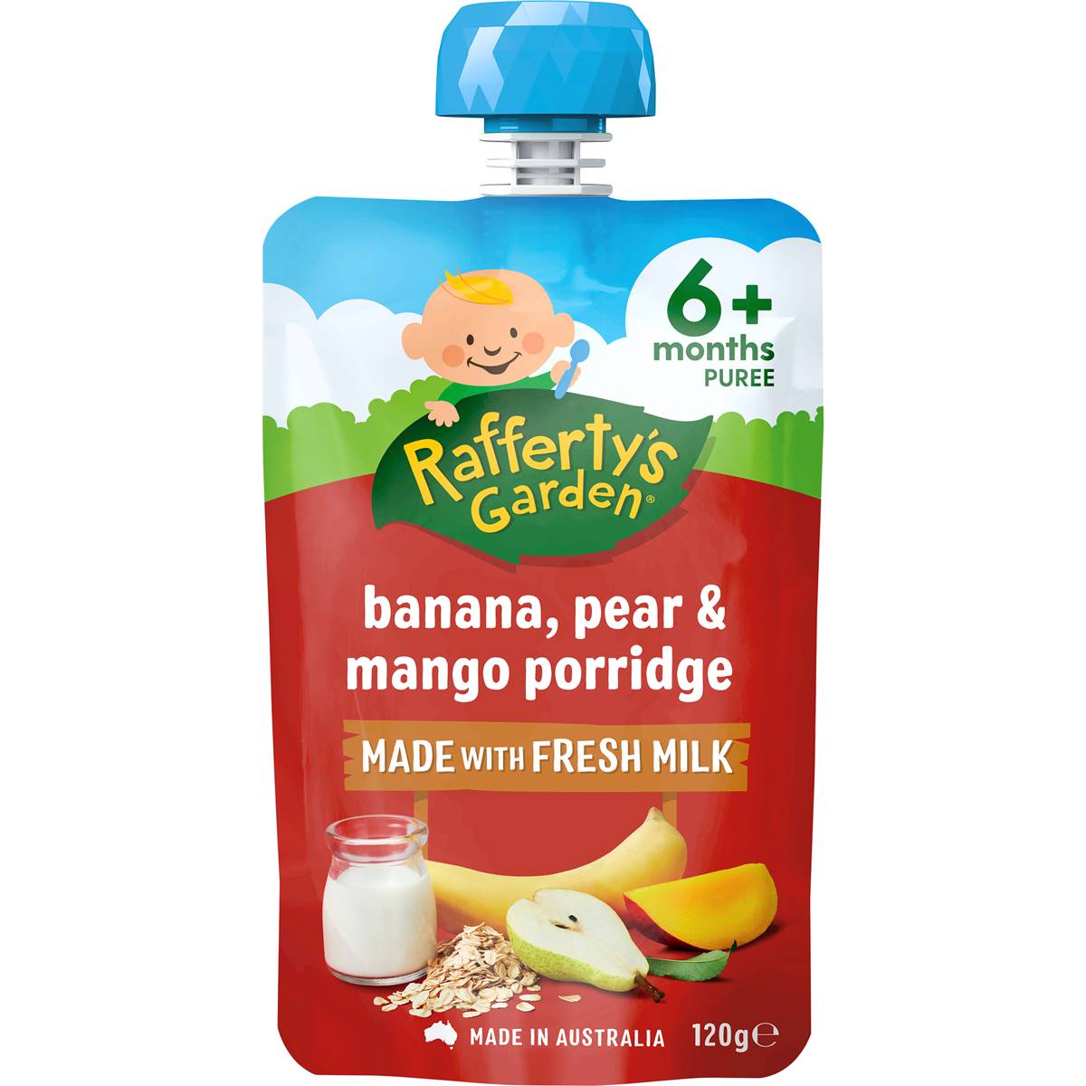 Rafferty's Garden Banana Pear & Mango Porridge Baby Food Pouch 6+ Months 120g