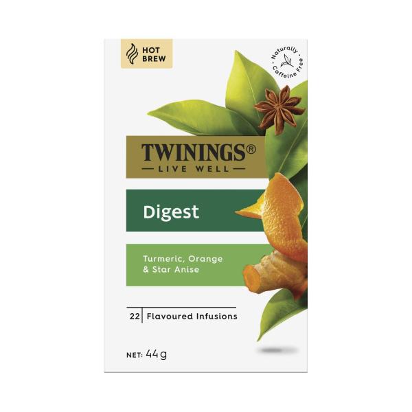 TWININGS LIVE WELL DIGEST TEA BAGS 22 PACK