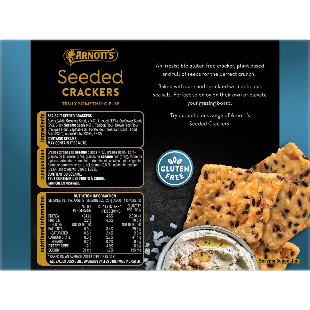 Arnotts Seeded Crackers Sea Salt 100g