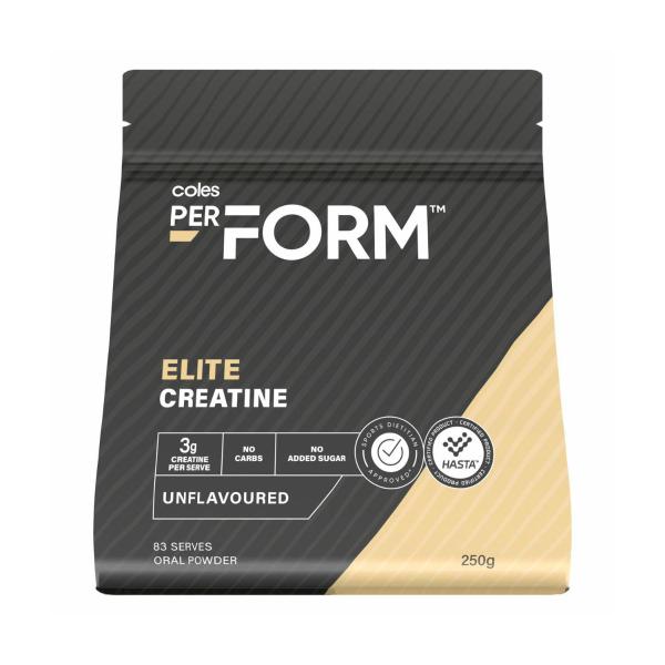 COLES PERFORM ELITE CREATINE POWDER UNFLAVOURED 250G