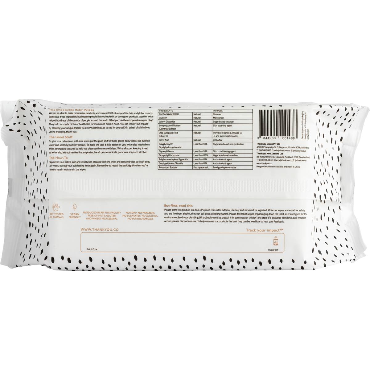 Thankyou. Thick Baby Wipes 80 Pack