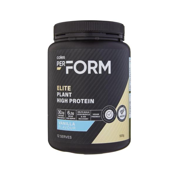 COLES PERFORM ELITE PLANT HIGH PROTEIN POWDER VANILLA 500G