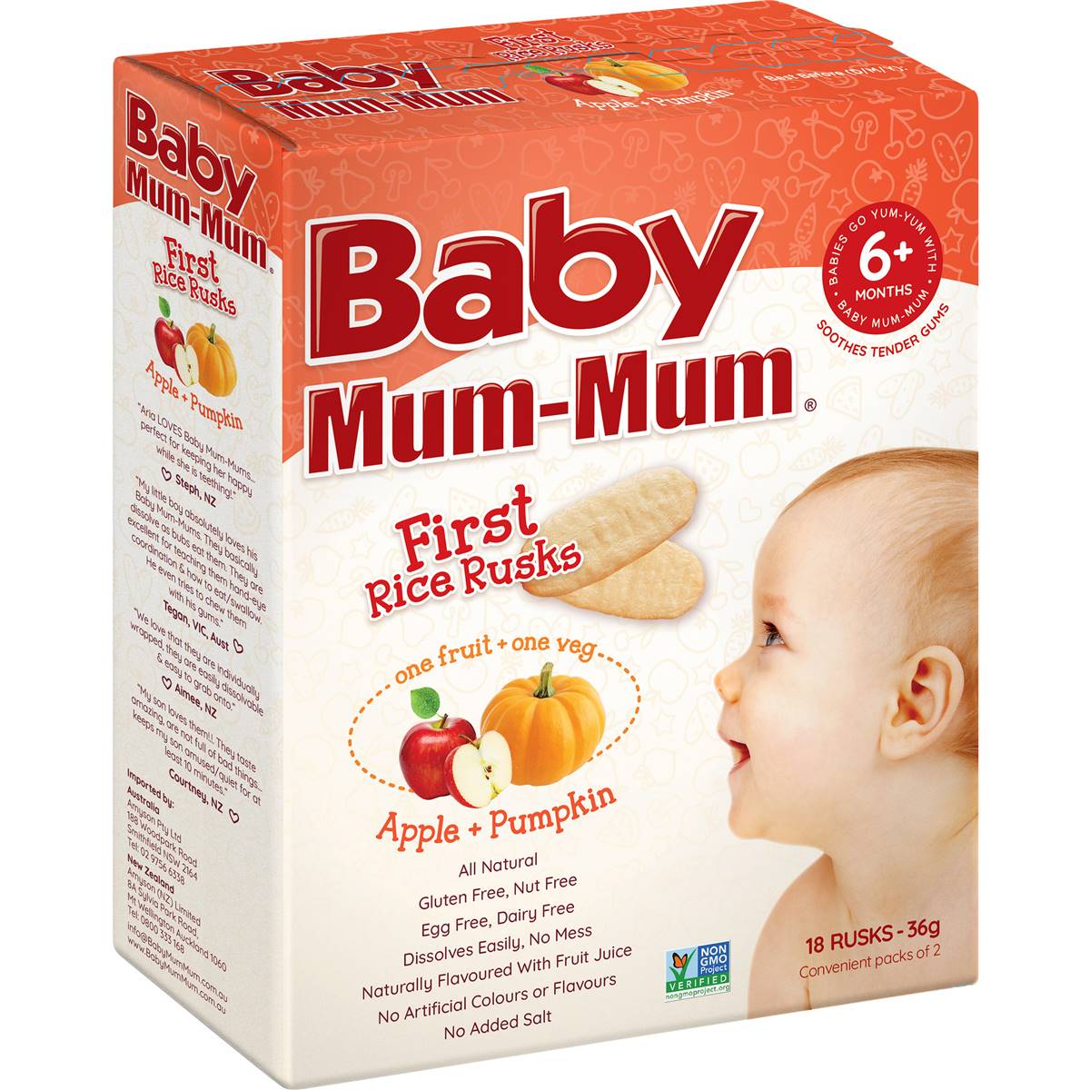 Baby Mum-Mum First Rice Rusks Apple & Pumpkin 18 pack