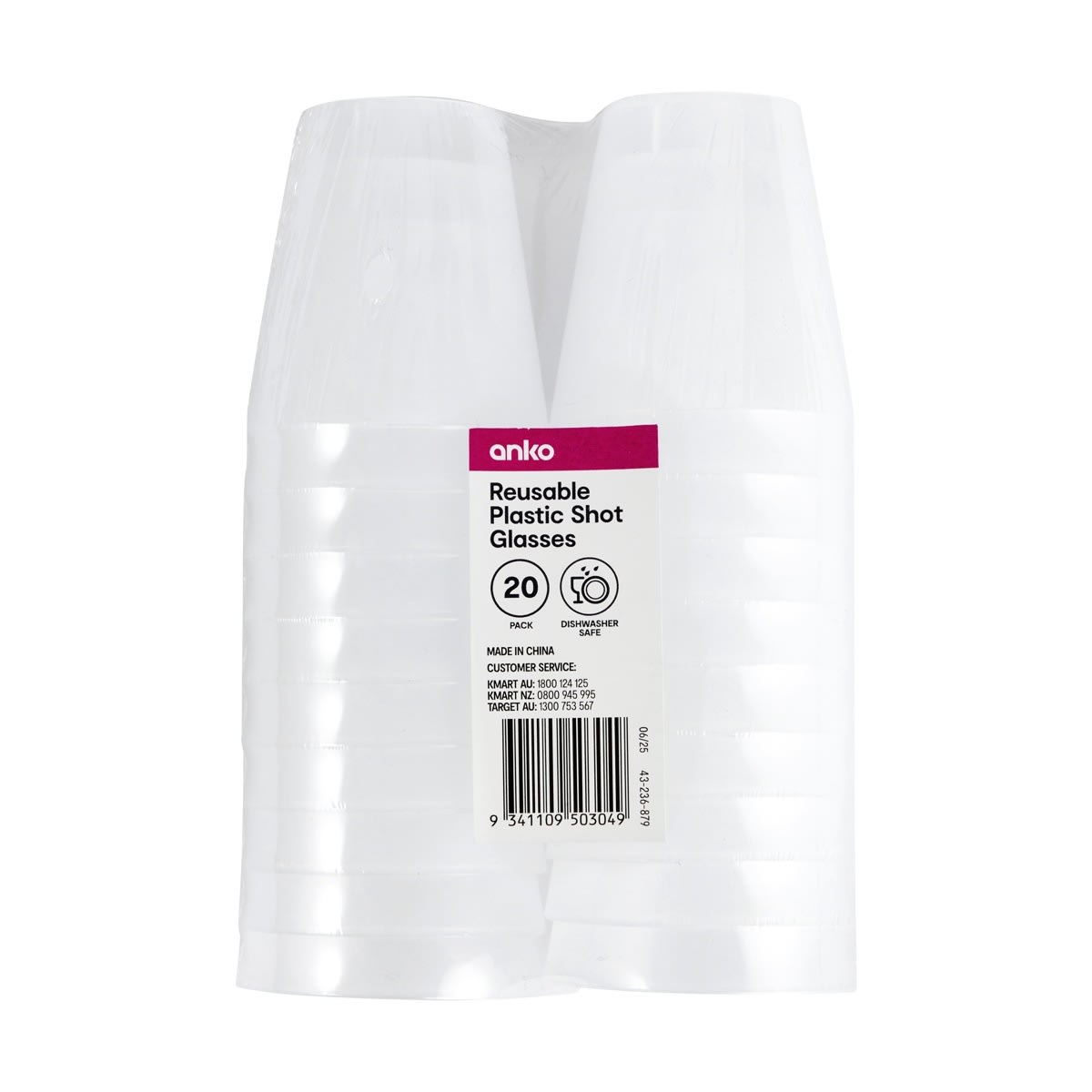 20 Pack Reusable Plastic Shot Glasses