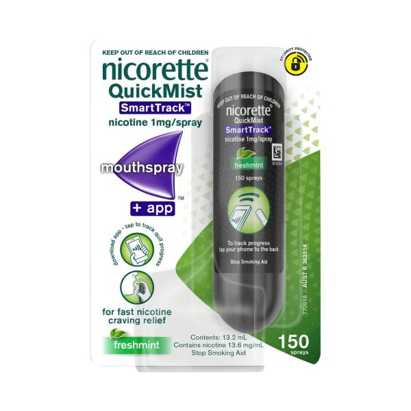 NICORETTE QUIT SMOKING QUICKMIST SMART TRACK NICOTINE MOUTH SPRAY 1PK 13.2ML