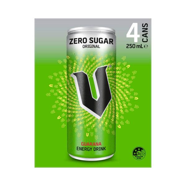 V ENERGY DRINK 4X250ML:SUGAR FREE:SUGAR FREE:1 LITRE