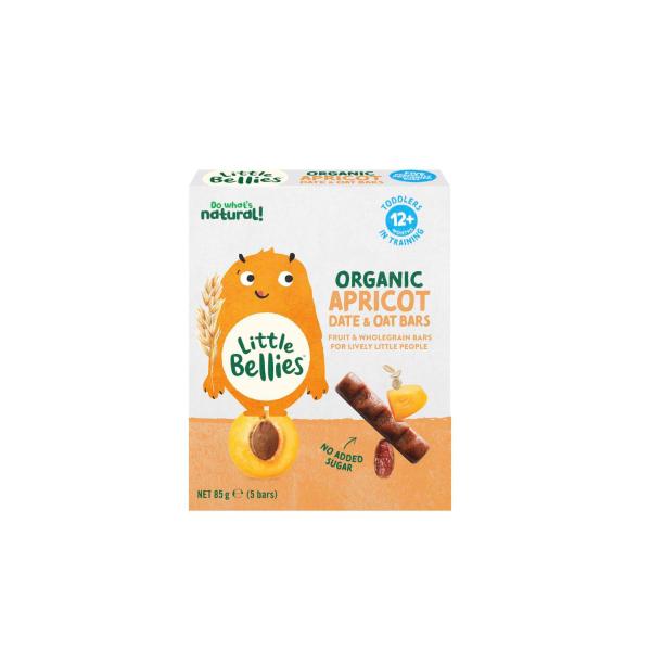 LITTLE BELLIES ORGANIC APRICOT DATE & OAT BARS 85G