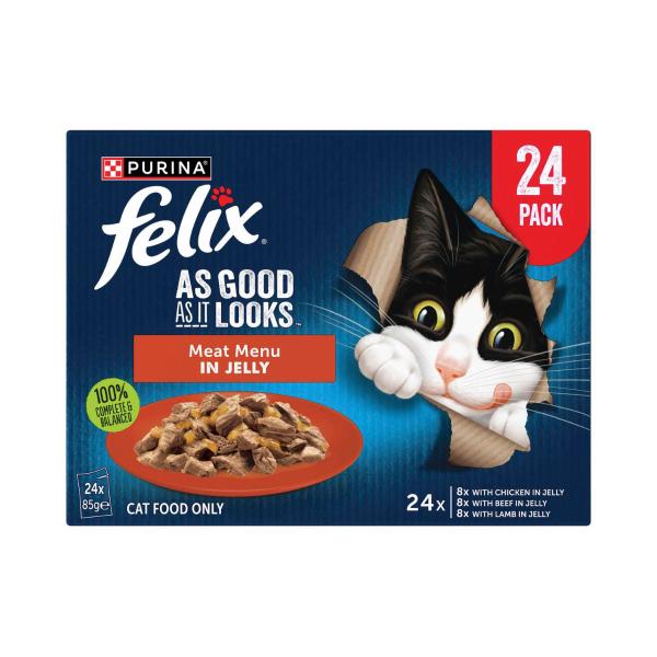 FELIX ADULT AS GOOD AS IT LOOKS MEAT MENU CAT FOOD 24X85GRAM