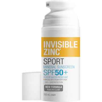 Invisible Zinc SPF 50+ Sport Mineral Sunscreen Cream 100g