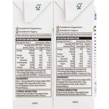 Woolworths Tropical Fruit Drink Poppers 250mL x 6 pack