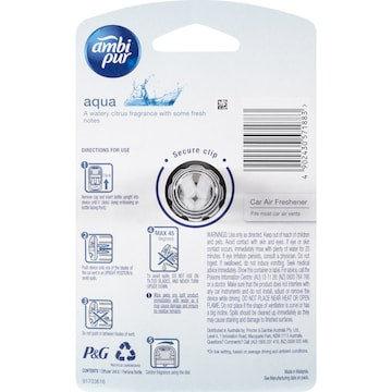 Ambi Pur Car Air Freshener Premium Clip Aqua 7.5ml