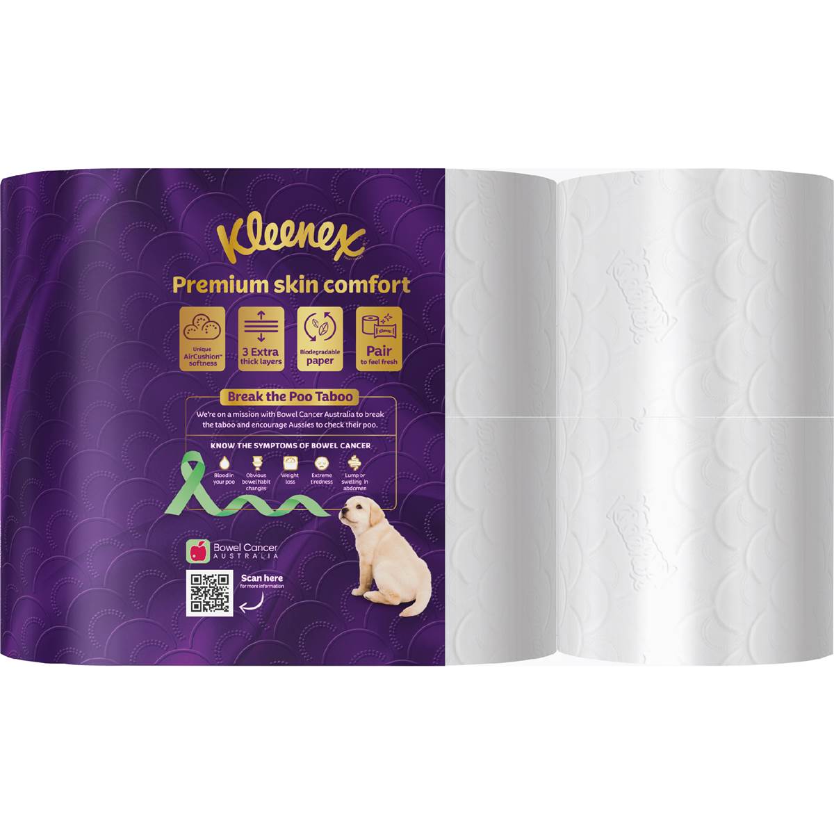 Kleenex Luxury Quilts Toilet Tissue 3 Ply White 150 Sheets 6 Pack
