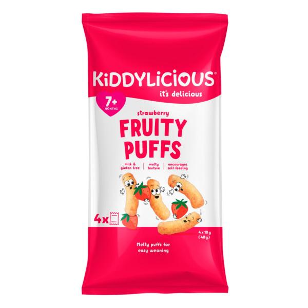 KIDDYLICIOUS STRAWBERRY FRUITY PUFFS 4 PACK