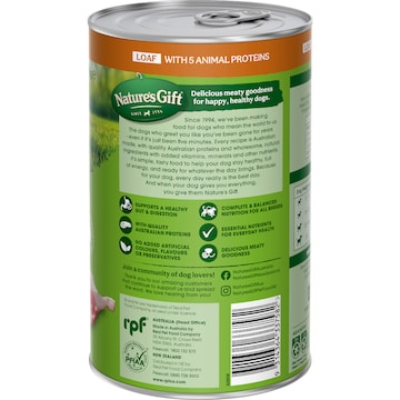 Nature's Gift Adult Wet Dog Food Tin Loaf 5 Meats 1.2kg
