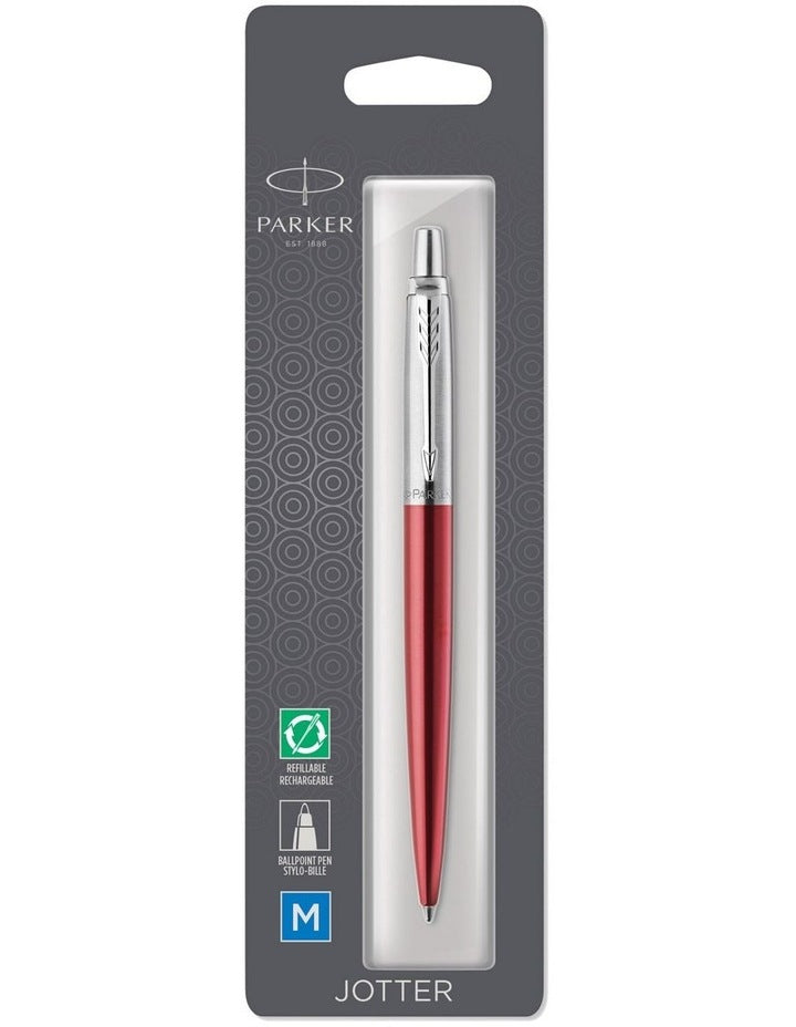 Jotter Kensington Chrome Trim Ballpoint Pen in Red